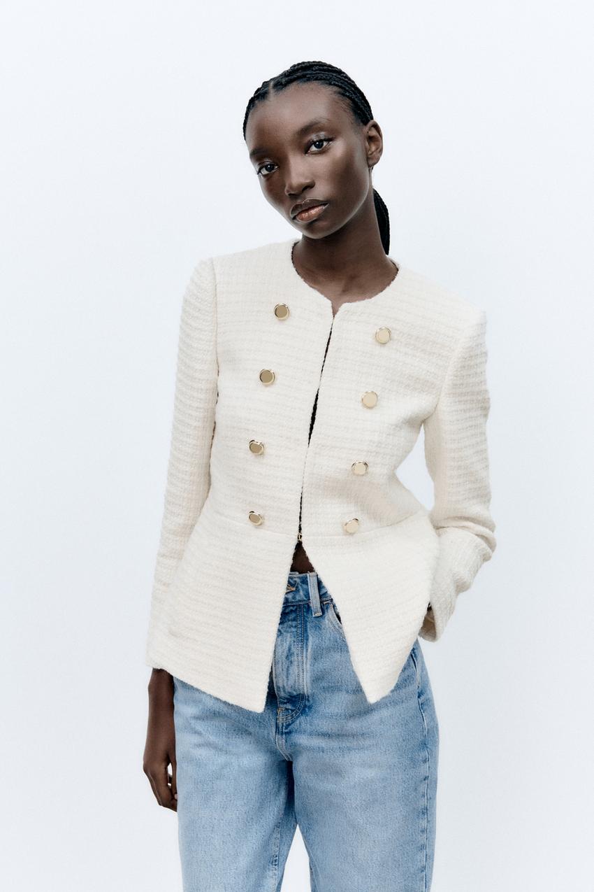 Zara textured blazer womens Outlet