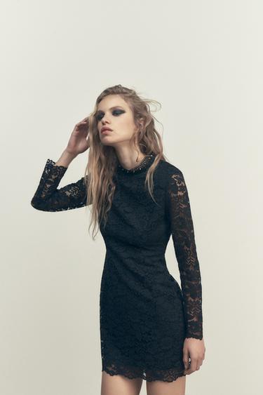 スタッズ レース ワンピース ブラック Zara Japan 日本 スタッズ レース ワンピース ブラック Zara Japan 日本