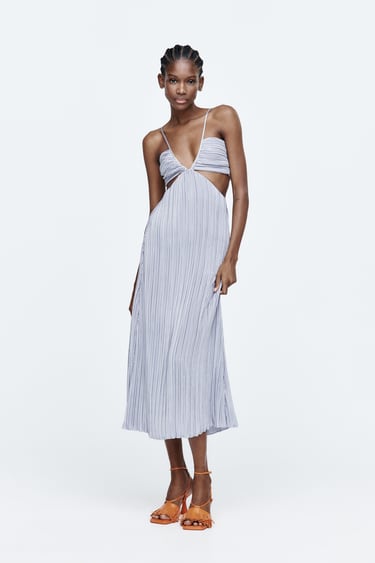 Image 0 of PLEATED CUT-OUT DRESS from Zara