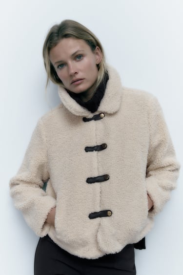 Image 0 of FAUX SHEARLING CROPPED JACKET from Zara
