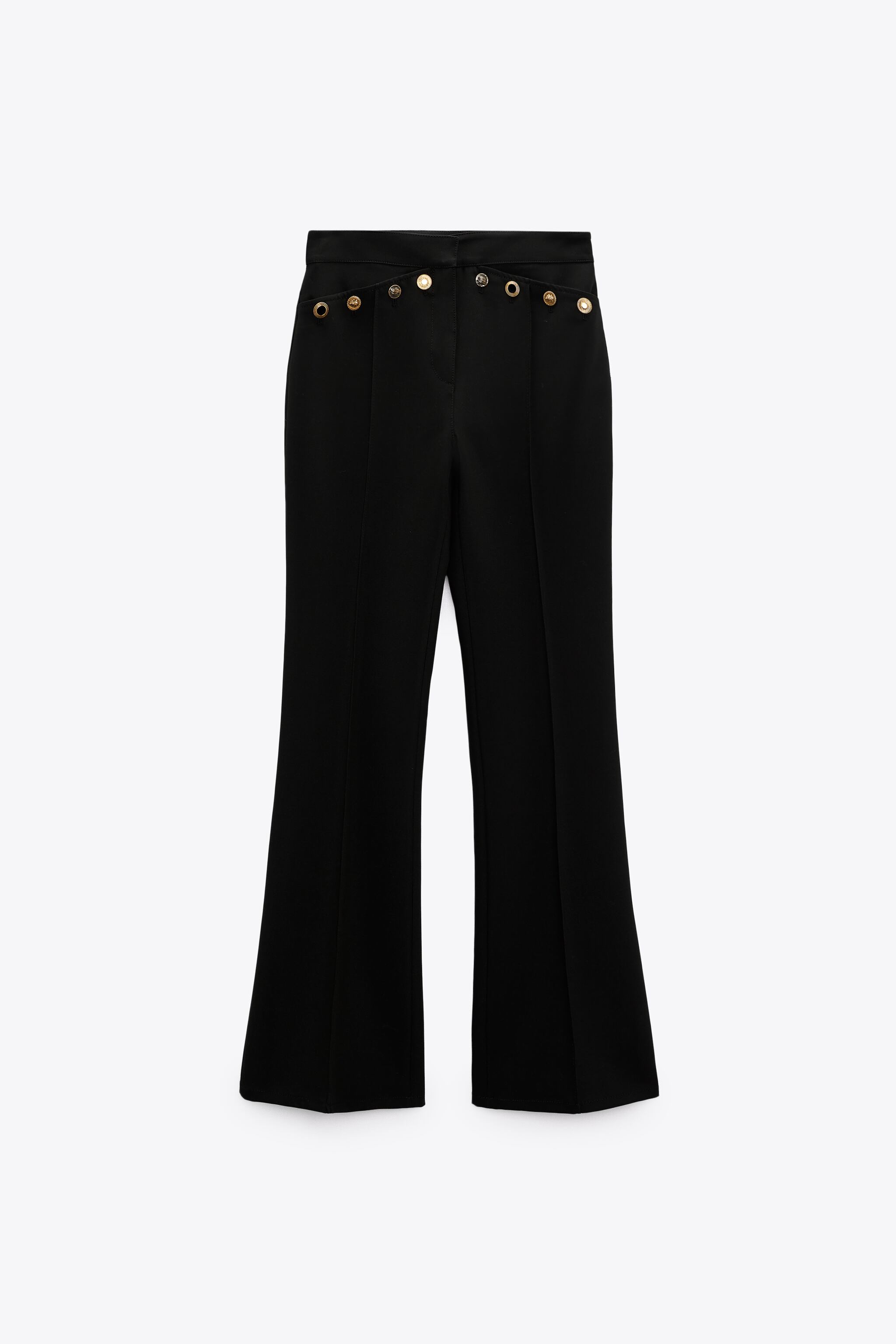 METAL BUTTONED FLARED PANTS