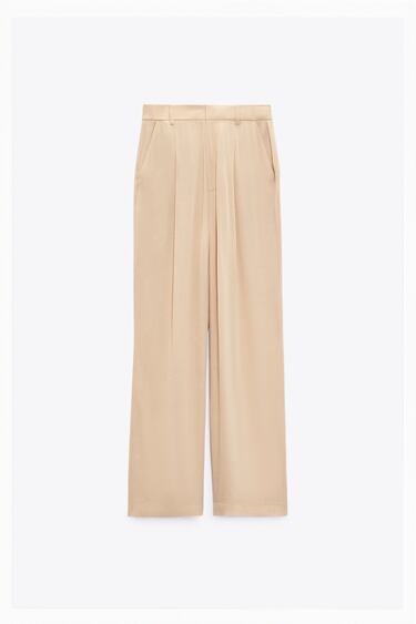 Image 0 of SATIN FULL LENGTH MASCULINE TROUSERS from Zara