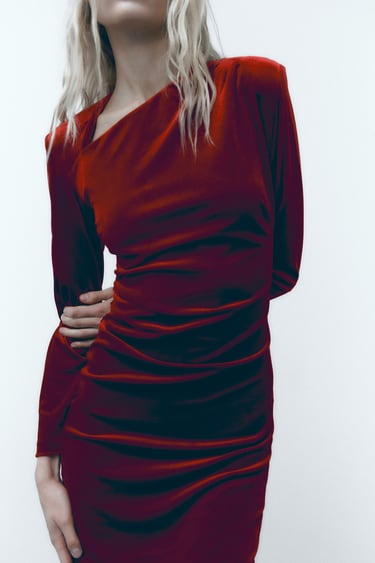 Image 0 of DRAPED VELVET DRESS from Zara
