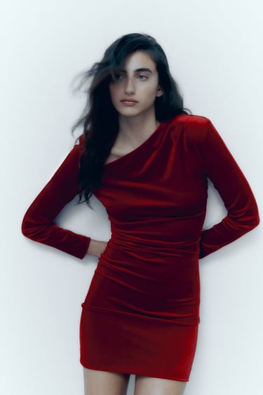Image 0 of DRAPED VELVET DRESS from Zara