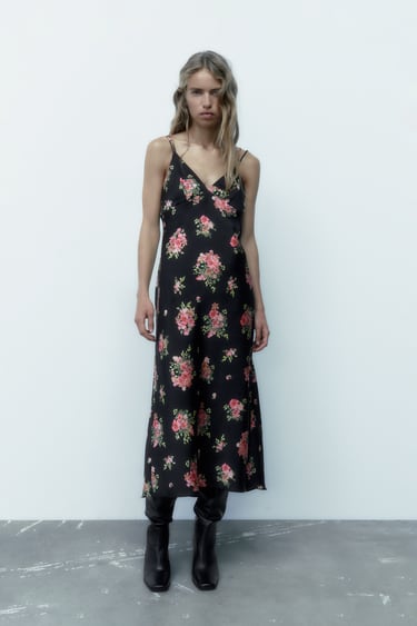 Image 0 of FLORAL PRINT CAMISOLE DRESS from Zara