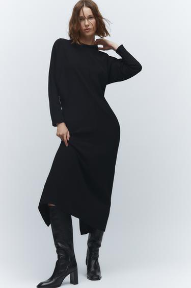 ストレートミディワンピース ブラック Zara Japan 日本 ストレートミディワンピース ブラック Zara Japan 日本