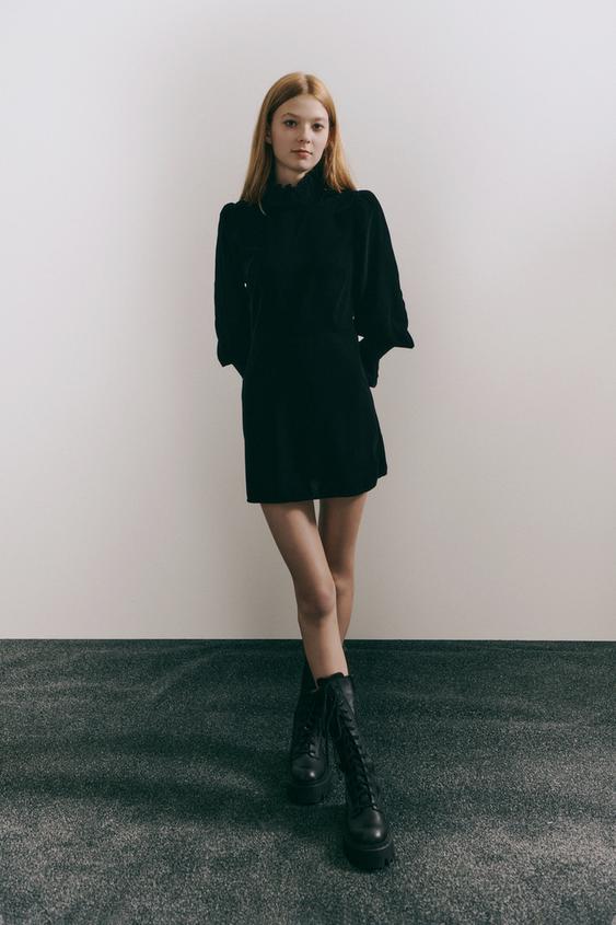 ミニ丈ベルベットワンピース ブラック Zara Japan 日本 ミニ丈ベルベットワンピース ブラック Zara Japan 日本