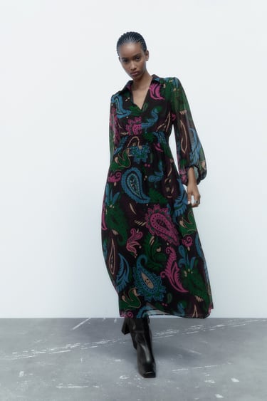 Image 0 of LONG PRINT DRESS from Zara