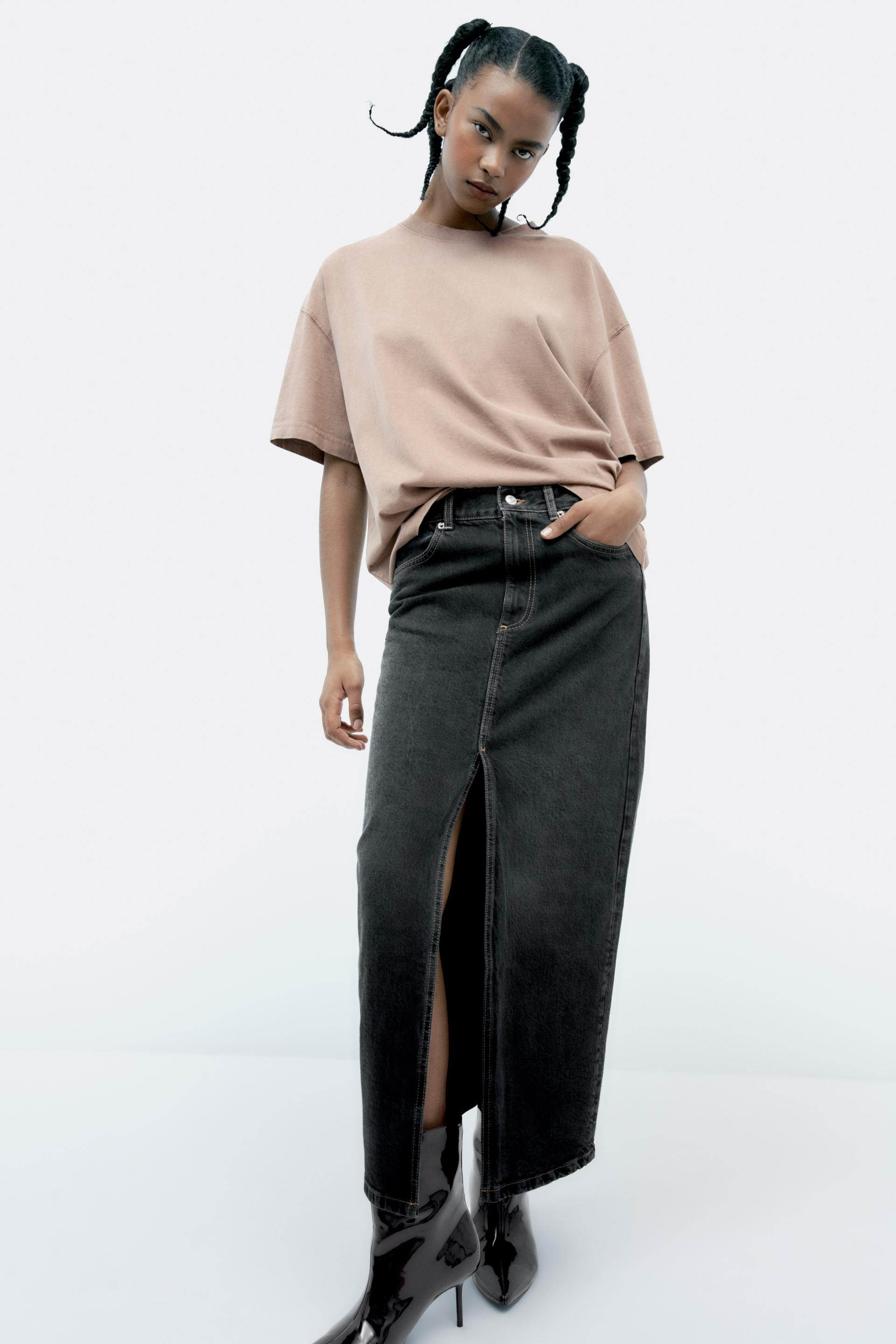 zara trafaluc denim skirt