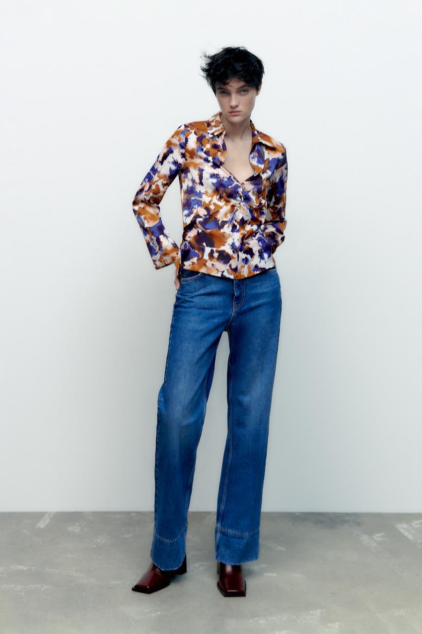 Zara knotted printed shirt Outlet