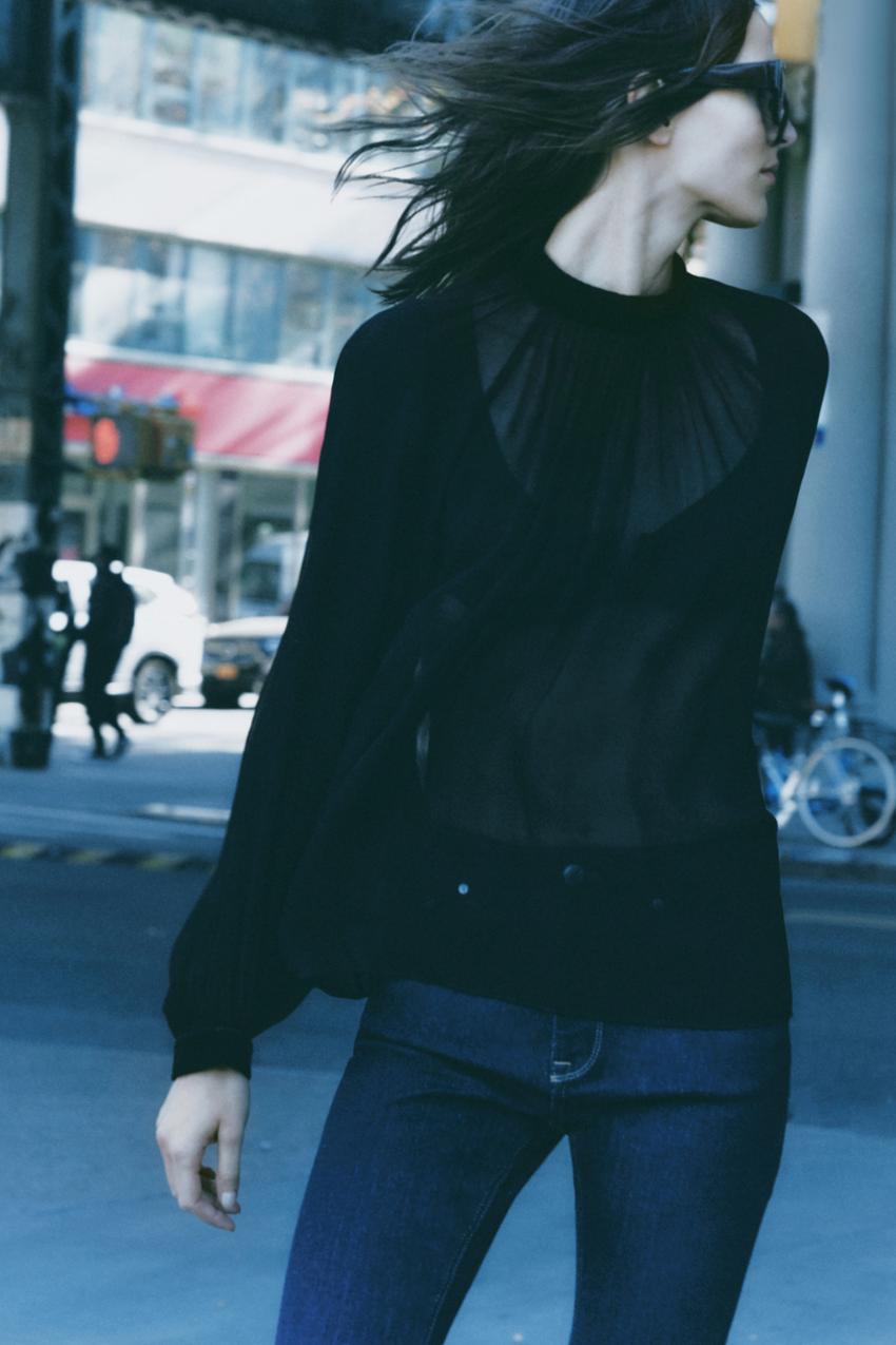 Zara black see through blouse Clearance