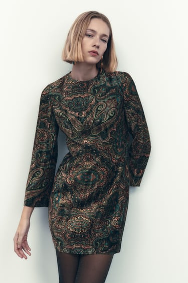 Image 0 of VELVET PRINTED DRESS from Zara