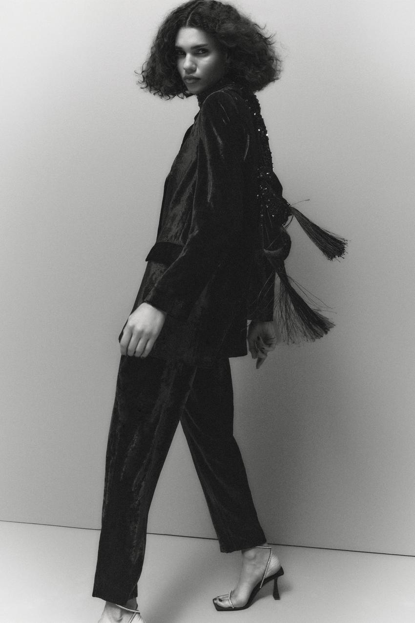 Velvet trousers zara Clearance