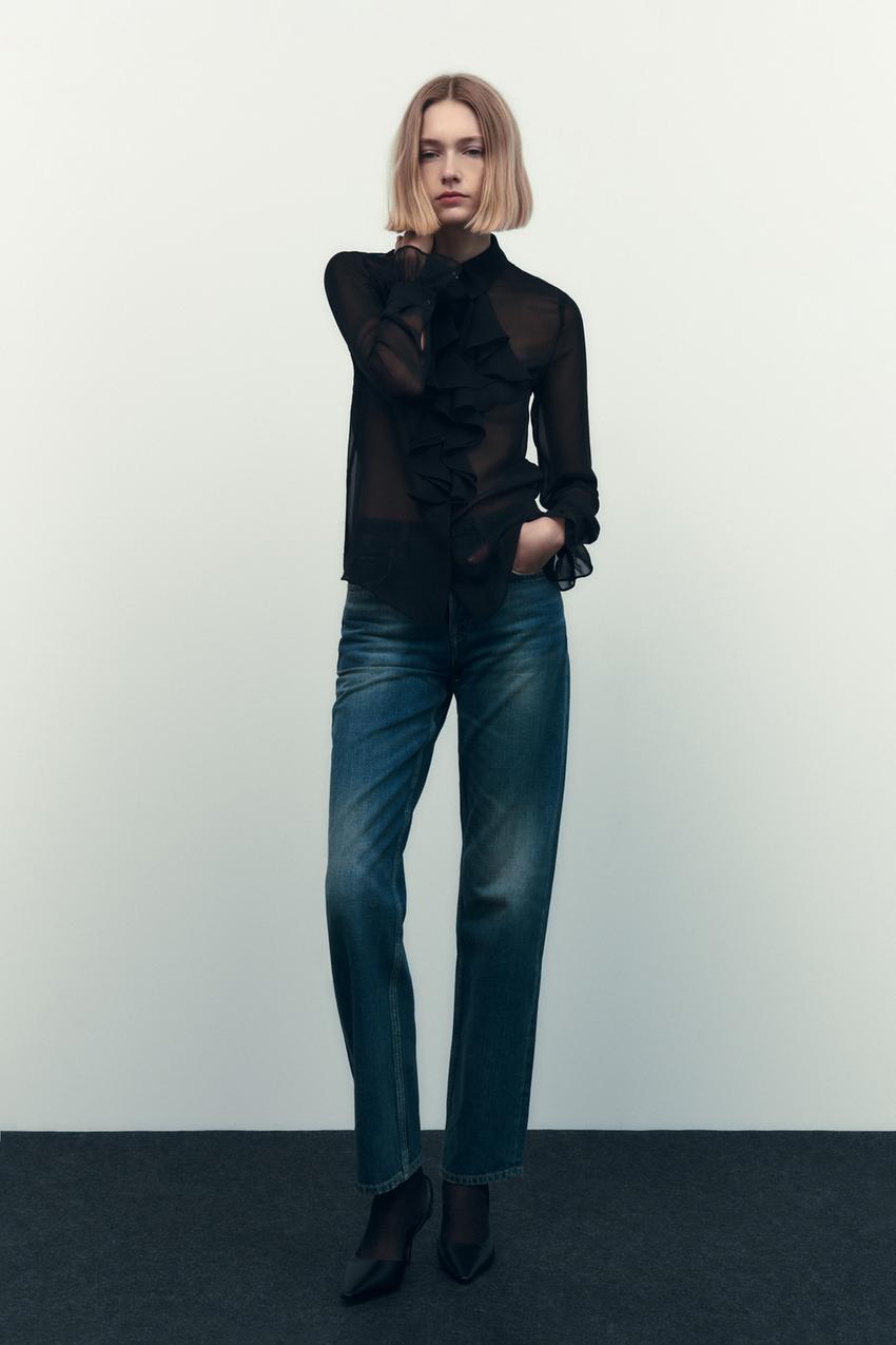 Zara sheer black top Clearance