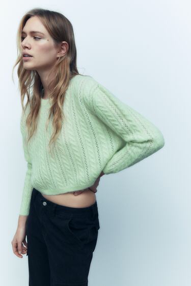Image 0 of ALPACA AND WOOL BLEND CABLE-KNIT SWEATER from Zara