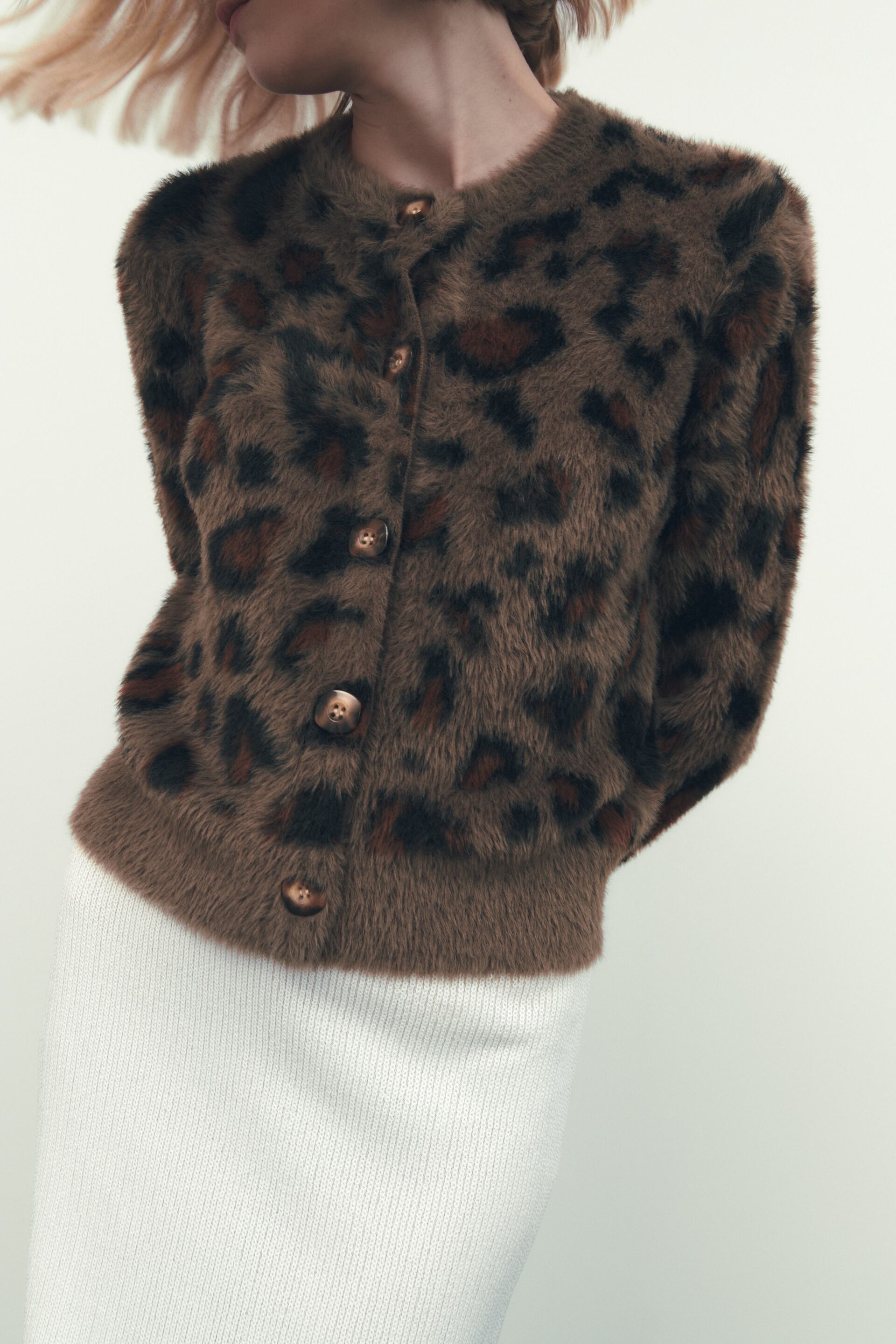 not to mention chart Receiver ANIMAL PRINT JACQUARD KNIT CARDIGAN - Leopard | ZARA United States