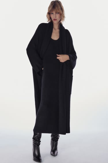 Image 0 of KNIT COAT WITH SCARF NECK from Zara