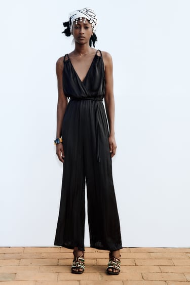 Image 0 of SATIN JUMPSUIT WITH WRINKLED EFFECT from Zara