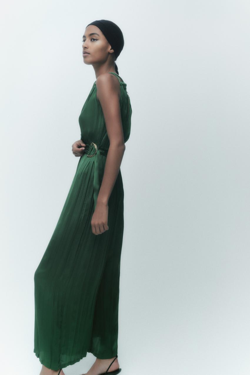 BUCKLE SATIN EFFECT JUMPSUIT Green ZARA United States