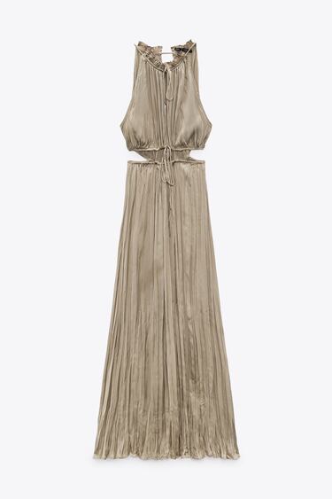 WRINKLED-EFFECT SATIN DRESS WITH CUT-OUT DETAIL
