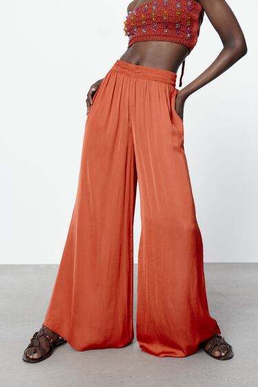 Image 0 of WIDE-LEG FLOWING TROUSERS from Zara