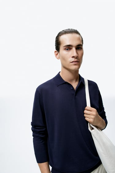 Image 0 of COTTON AND SILK KNIT POLO SHIRT from Zara
