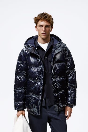 vertical Borrowed ethics WATER REPELLENT PUFFER JACKET - Navy blue | ZARA United States