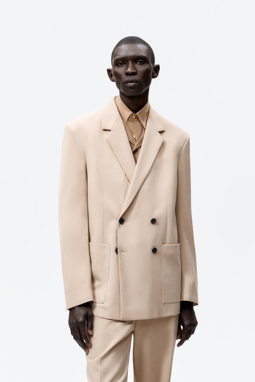 DOUBLE-BREASTED SUIT BLAZER - Beige | ZARA Angola