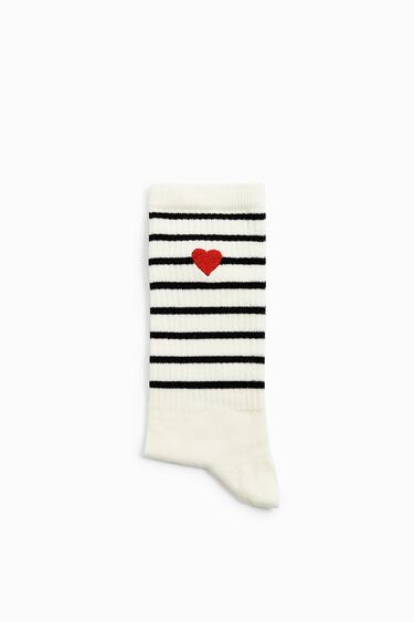 Image 0 of EMBROIDERED STRIPED SOCKS from Zara