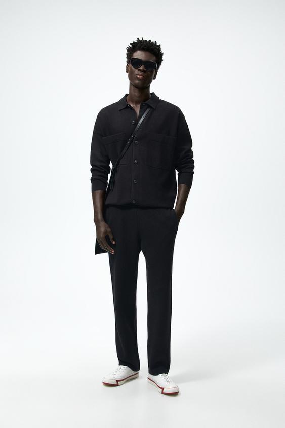 Zara knit overshirt with pockets clearance