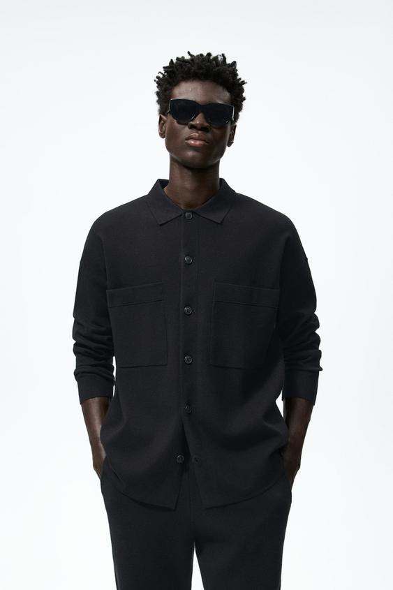 Zara knit overshirt with pockets clearance