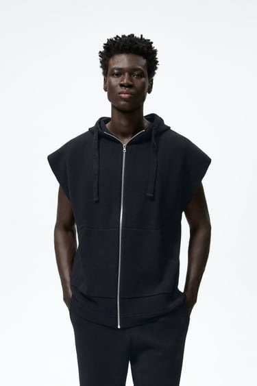 Image 0 of KNIT GILET WITH HOOD from Zara