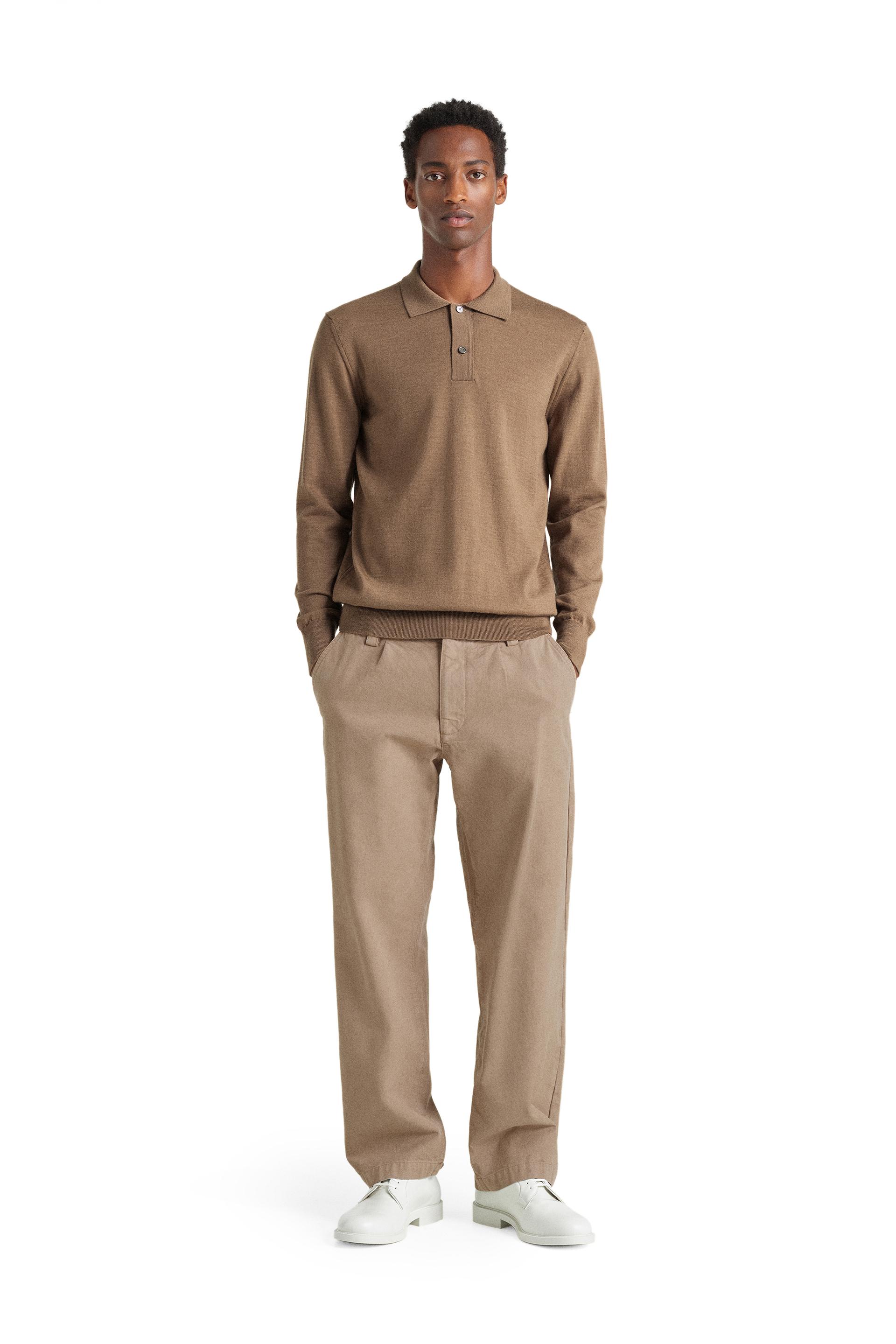 100% WOOL KNIT POLO - Light mink | ZARA 