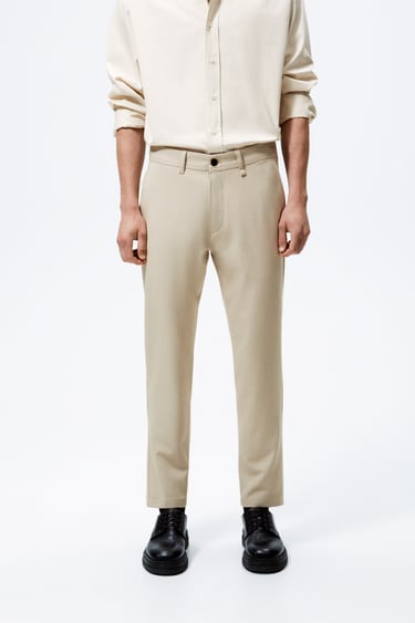 Image 0 of TEXTURED STRETCH PANTS from Zara