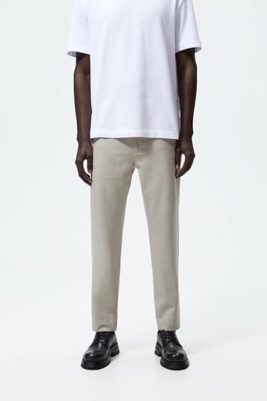 Image 0 of TEXTURED STRETCH PANTS from Zara