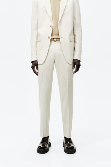 Image 0 of LINEN BLEND SUIT TROUSERS from Zara