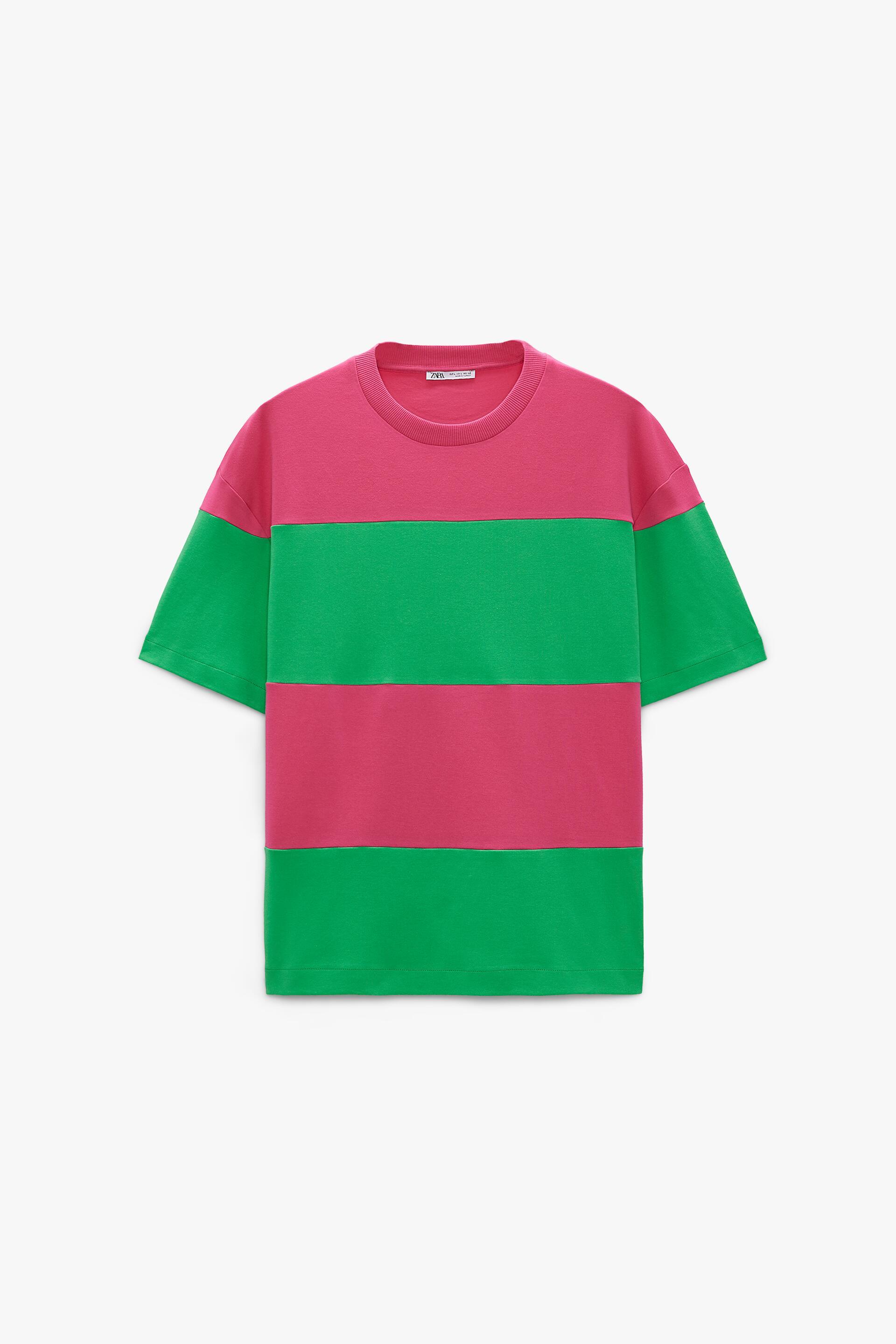 Zara pink and green striped top Clearance