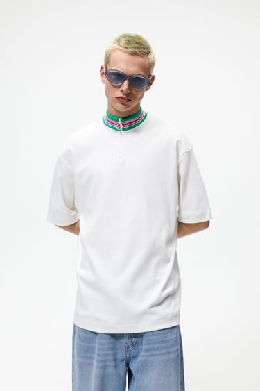 Image 0 of HIGH NECK POLO SHIRT WITH ZIP from Zara