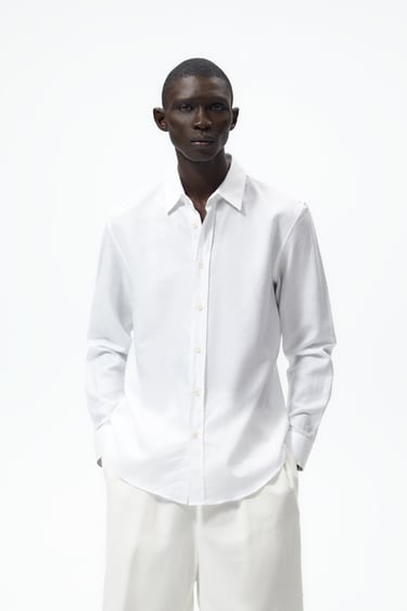 Image 0 of LINEN - COTTON BLEND SHIRT from Zara