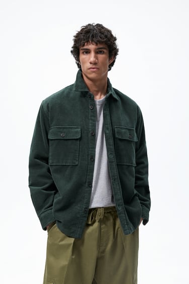 Image 0 of CORDUROY QUILTED OVERSHIRT from Zara