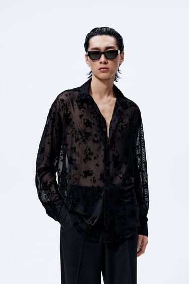 Image 0 of FLORAL JACQUARD SHIRT from Zara