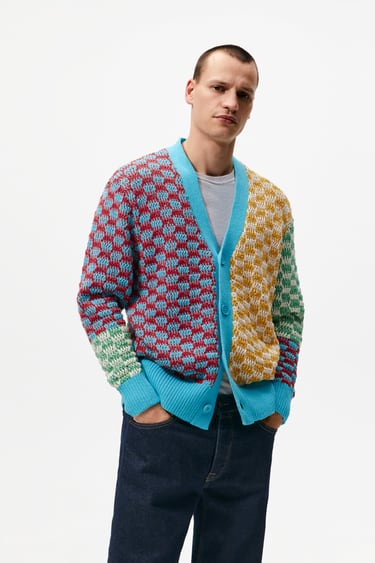 Image 0 of COLORFUL JACQUARD CARDIGAN from Zara