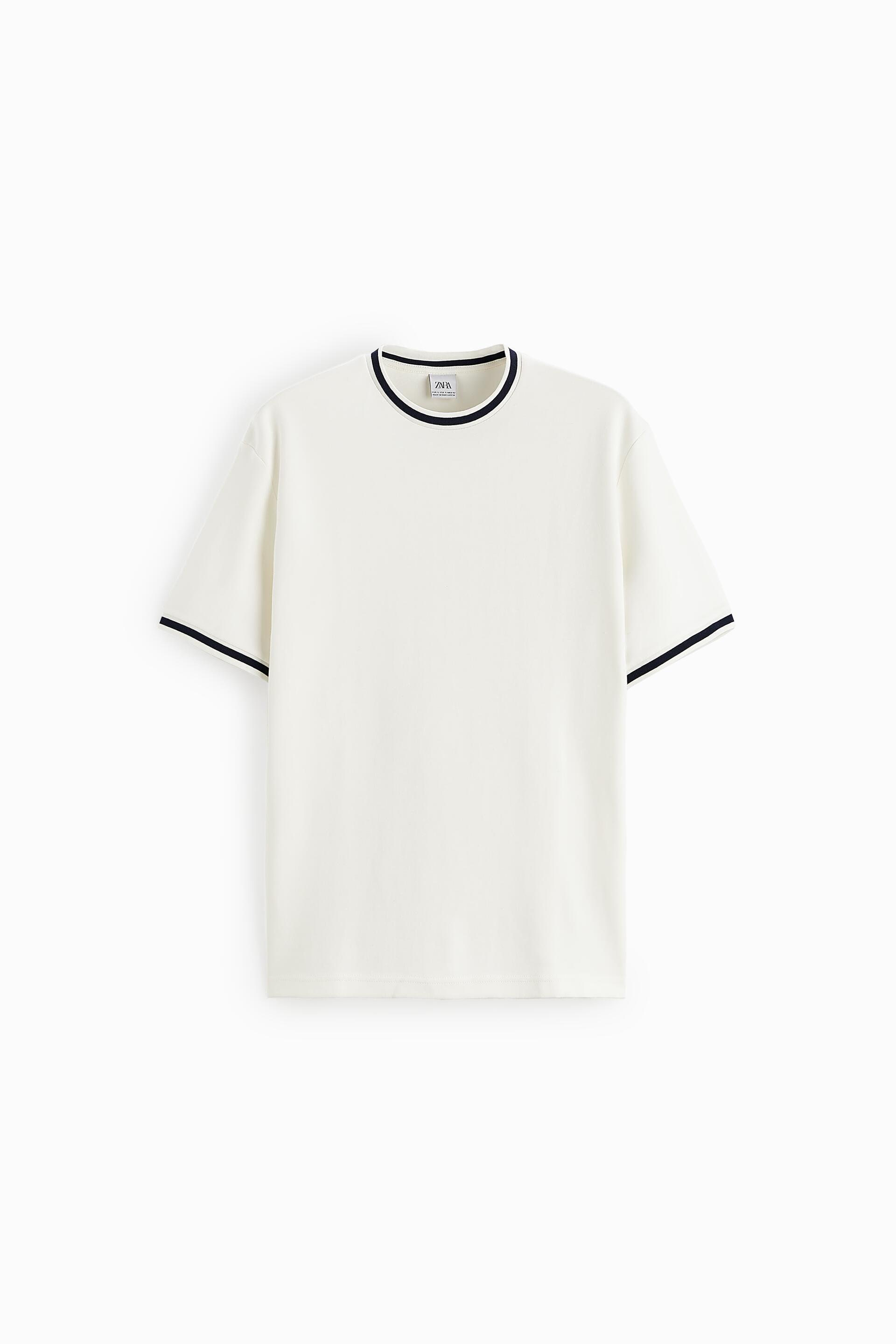 Contrasting ribbed t shirt zara clearance