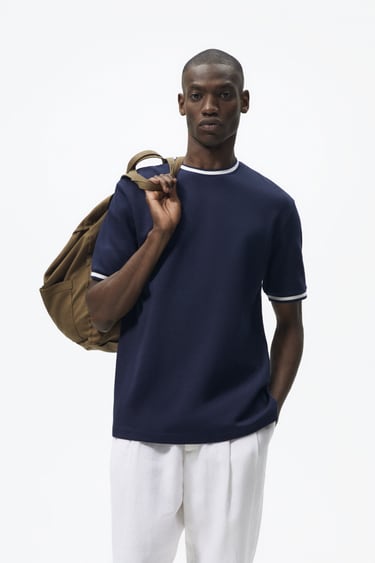 Image 0 of T-SHIRT WITH CONTRASTING RIBBED TRIMS from Zara