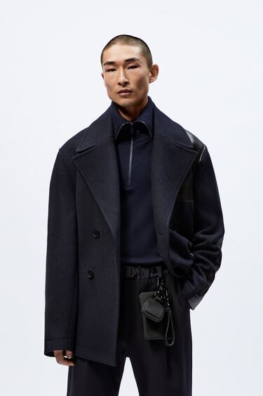 Image 0 of PEA COAT WITH LEATHER PATCHES STUDIO NICHOLSON from Zara