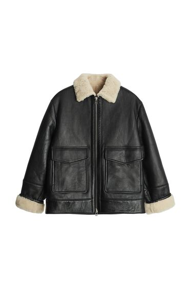 Image 0 of DOUBLE SIDED LEATHER JACKET from Zara