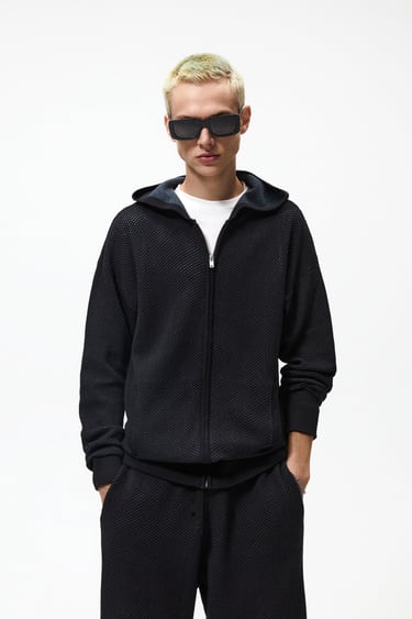 Image 0 of TEXTURED KNIT HOODIE from Zara