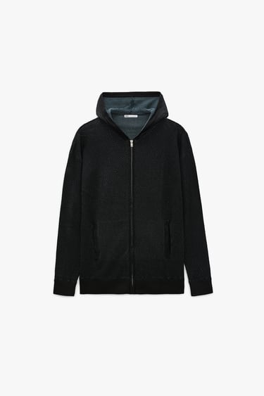 Image 0 of TEXTURED KNIT HOODIE from Zara