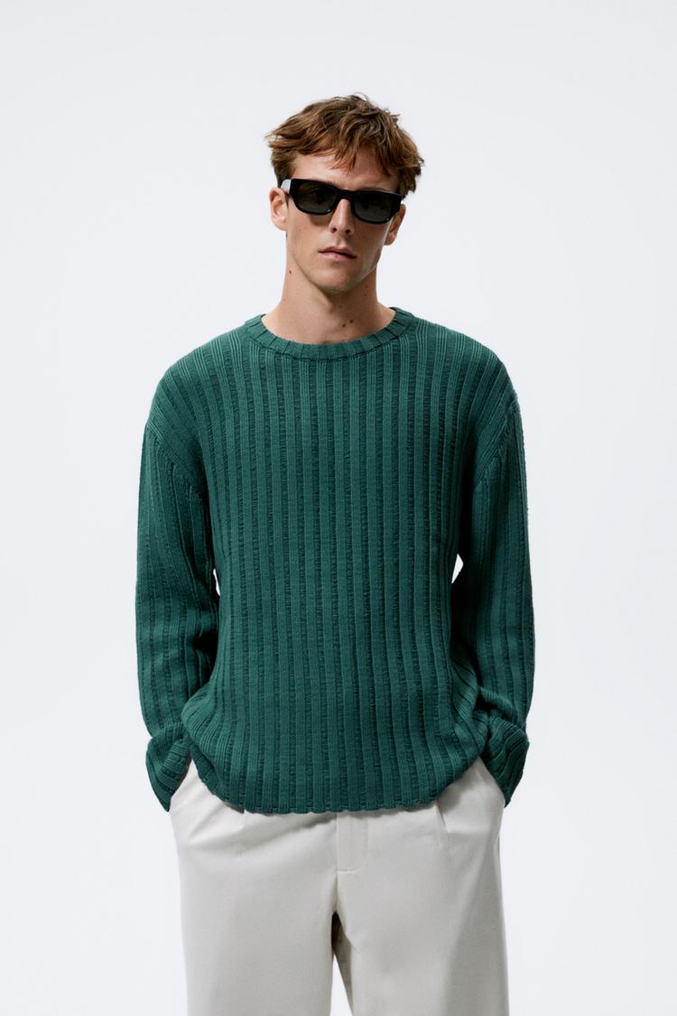 リブセーター ボトルグリーン Zara Japan 日本 リブセーター ボトルグリーン Zara Japan 日本