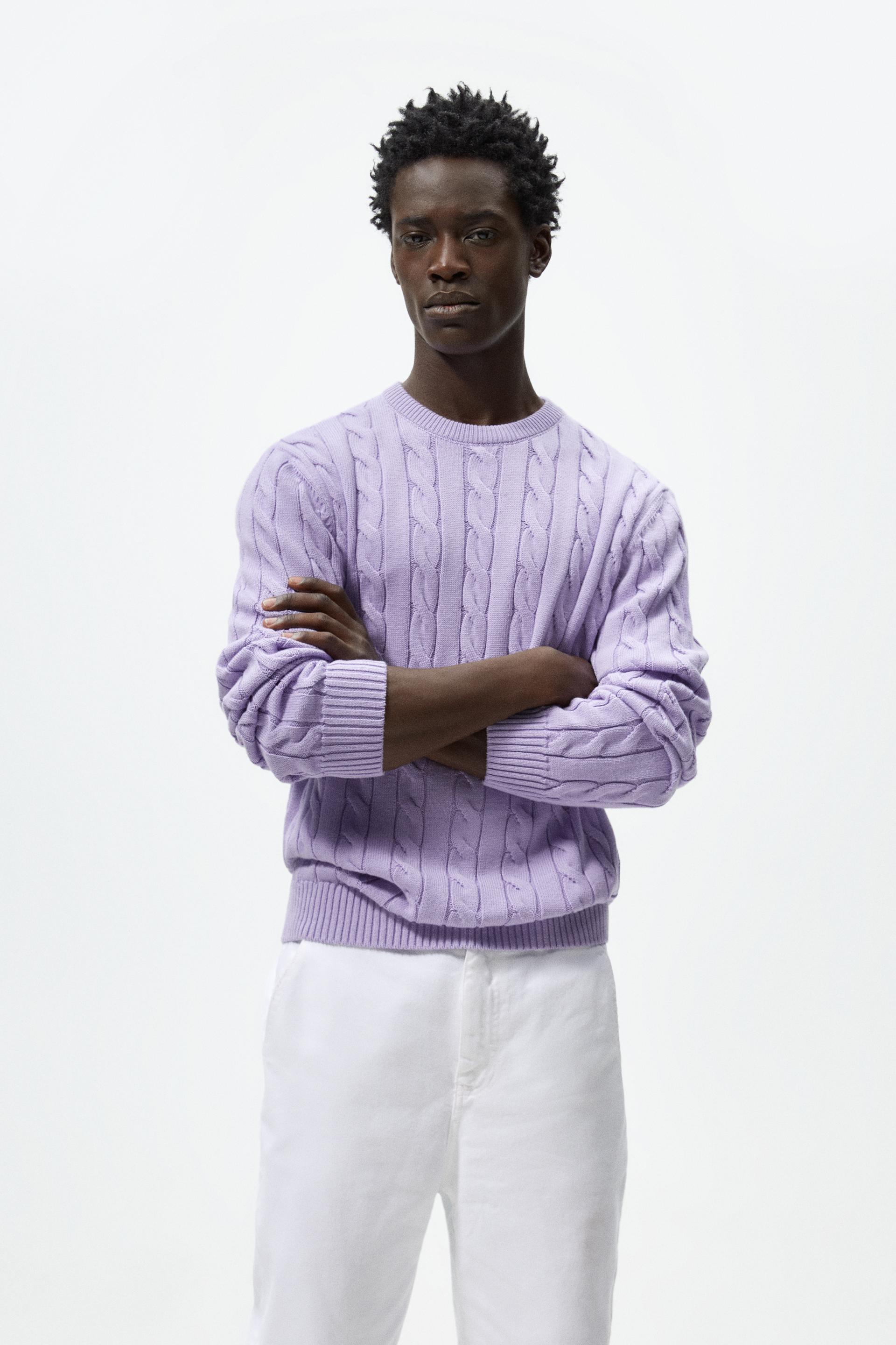 CABLE-KNIT TEXTURED SWEATER - Ecru 